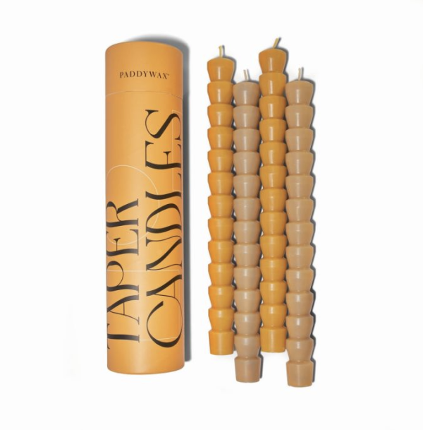 Set of 4 Taper Candles 24.3cm, Orange & Peach